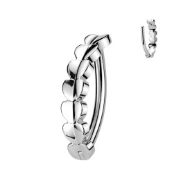 Anneau clicker nombril titane argenté motif cœurs