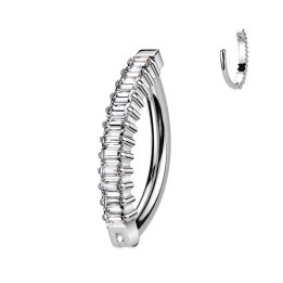Anneau clicker nombril titane zircon baguette