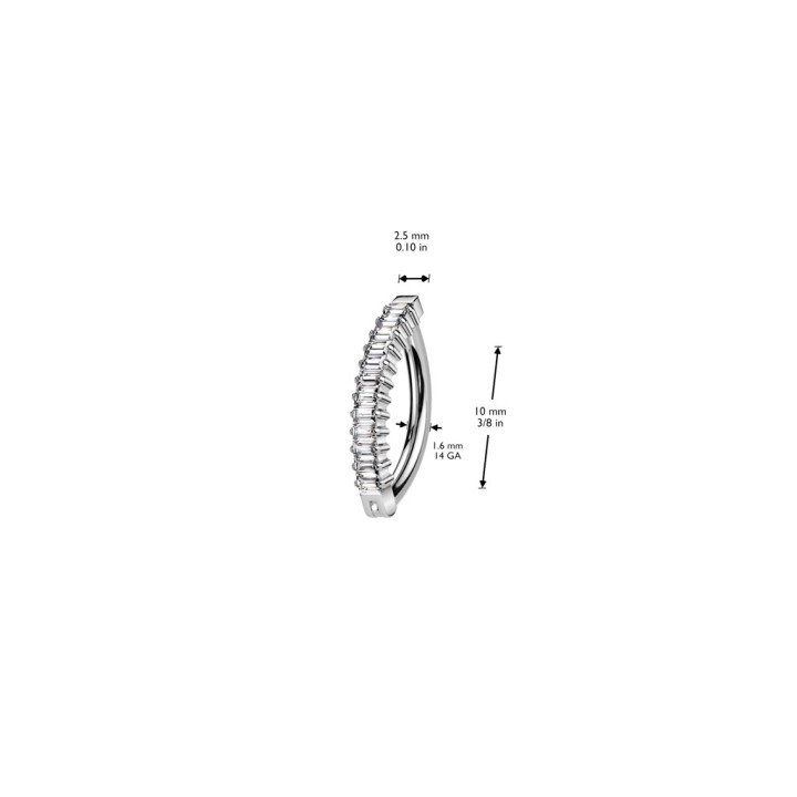 Anneau clicker nombril titane zircon baguette