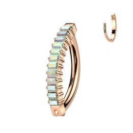 Anneau clicker titane rose gold AB zircon baguette