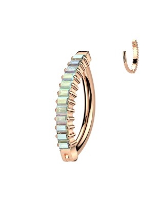 Anneau clicker titane rose gold AB zircon baguette