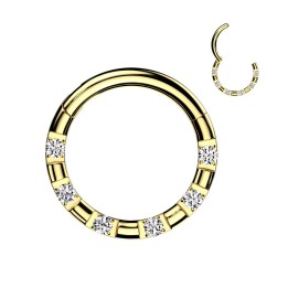 Anneau clicker acier doré avec zircons - Daith, Septum