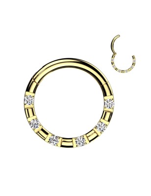 Anneau clicker acier doré avec zircons - Daith, Septum