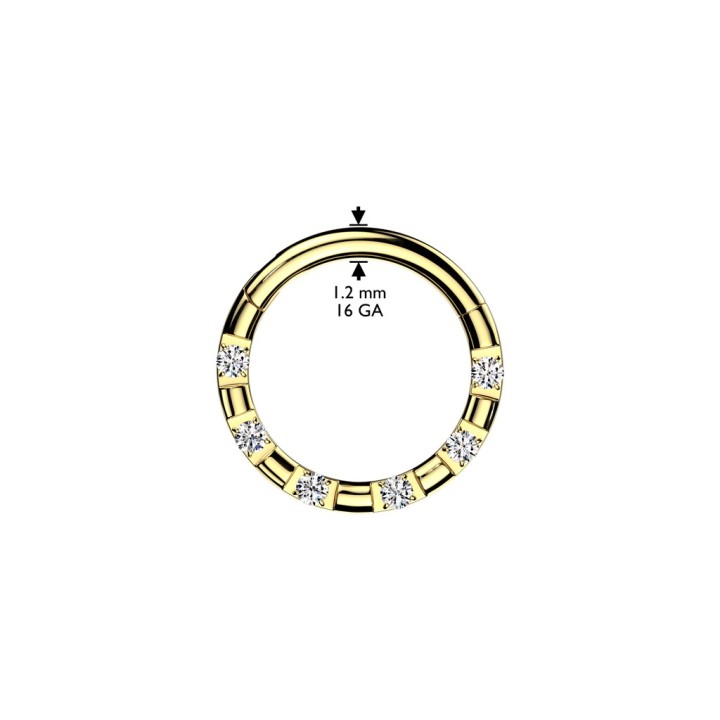 Anneau clicker acier doré avec zircons - Daith, Septum
