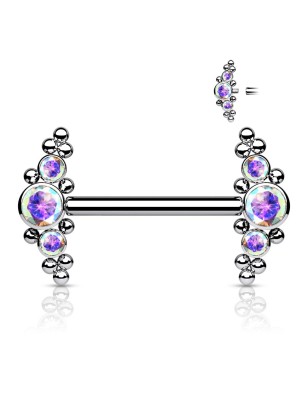 Piercing téton titane 14 mm zircon Aurore Boréale