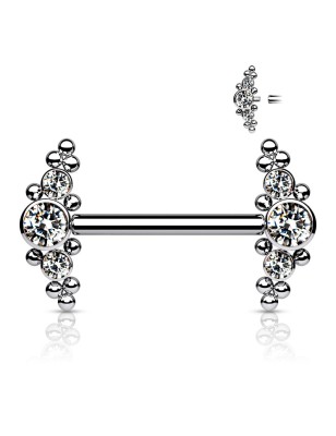 Piercing téton titane 14 mm zircon blanc