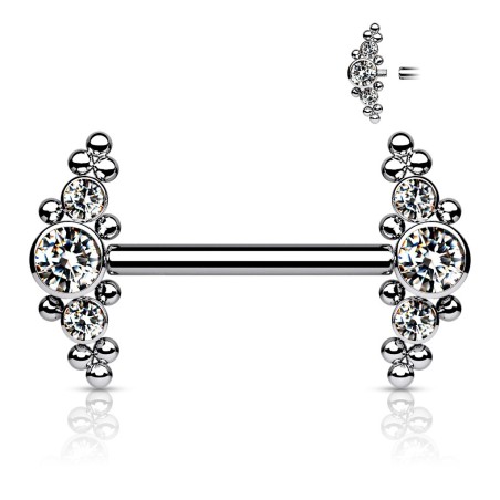 Piercing téton titane 14 mm zircon blanc