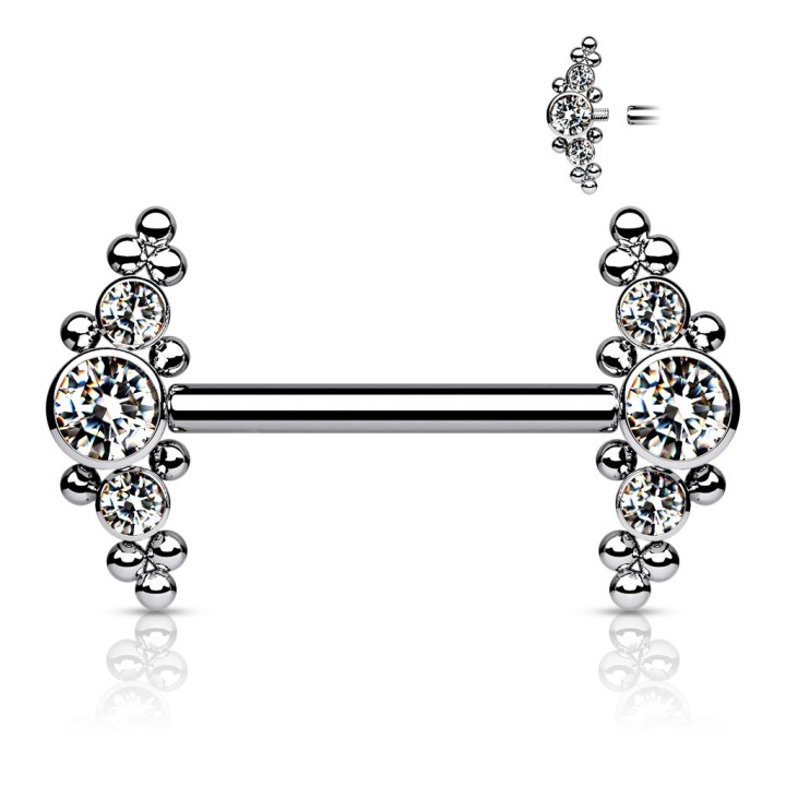 Piercing téton titane 14 mm zircon blanc