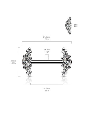 Piercing téton titane 14 mm zircon blanc