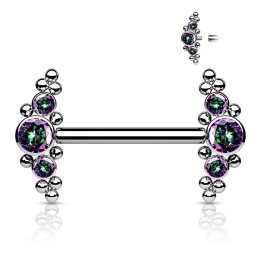 Piercing téton titane 14 mm zircon effet vitrail