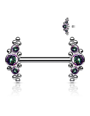 Piercing téton titane 14 mm zircon effet vitrail