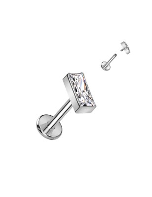 Labret titane zircon rectangulaire blanc | Hélix, Conch, Cartilage