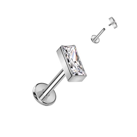 Labret titane zircon rectangulaire blanc | Hélix, Conch, Cartilage