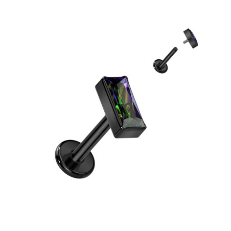 Labret titane noir zircon rectangulaire vitrail | Hélix, Conch