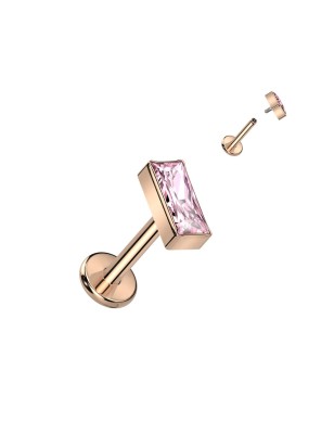 Labret titane rose gold zircon rectangulaire rose | Hélix, Conch