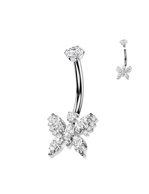 Piercing nombril titane papillon zircon