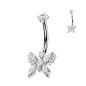 Piercing nombril titane papillon 5 marquises blanches Piercing nombril titane papillon 5 marquises blanches