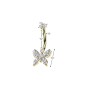 Piercing nombril titane doré papillon 5 marquises Piercing nombril titane doré papillon 5 marquises