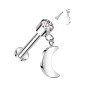 Piercing oreille titane argenté pendentif lune Piercing oreille titane argenté pendentif lune