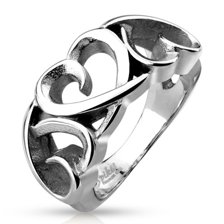 Bague femme en acier inoxydable ajourée élégante