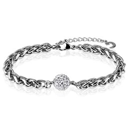Bracelet acier inoxydable cristaux blancs romantique