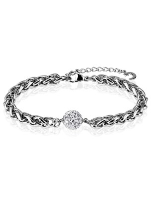 Bracelet acier inoxydable cristaux blancs romantique