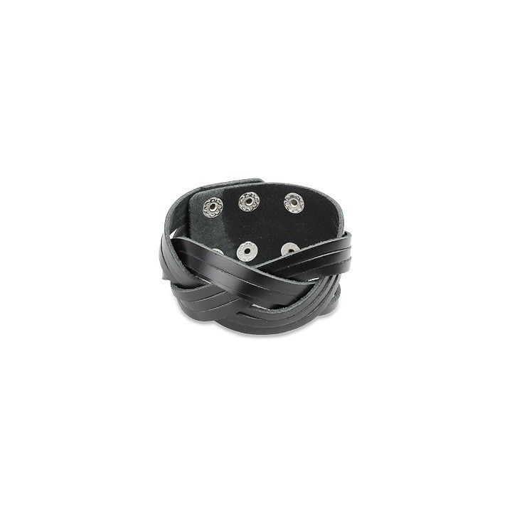 Bracelet homme cuir noir entrelacé