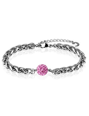 Bracelet romantique cristaux roses en acier inoxydable