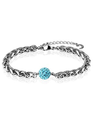 Bracelet acier inoxydable avec cristaux turquoise