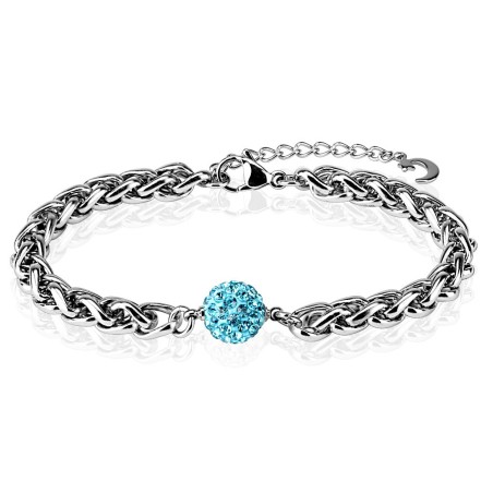 Bracelet acier inoxydable avec cristaux turquoise