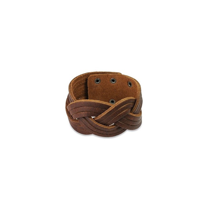 Bracelet homme cuir marron entrelacé