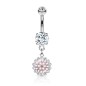 Piercing nombril pendentif fleur émaillée rose