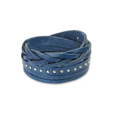 Bracelet cuir bleu multi brins
