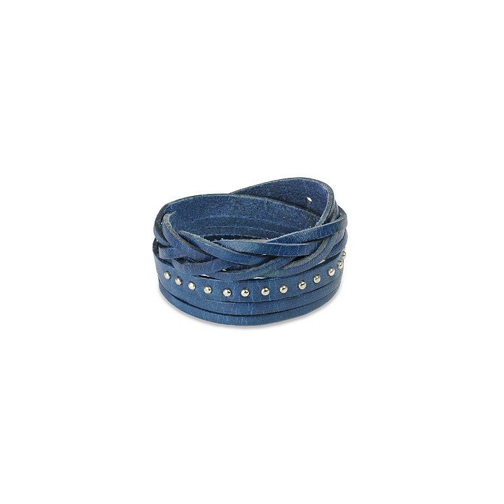 Bracelet cuir bleu multi brins