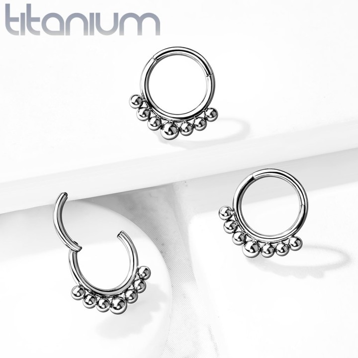 Anneau clicker titane billes décoratives | Daith, Septum