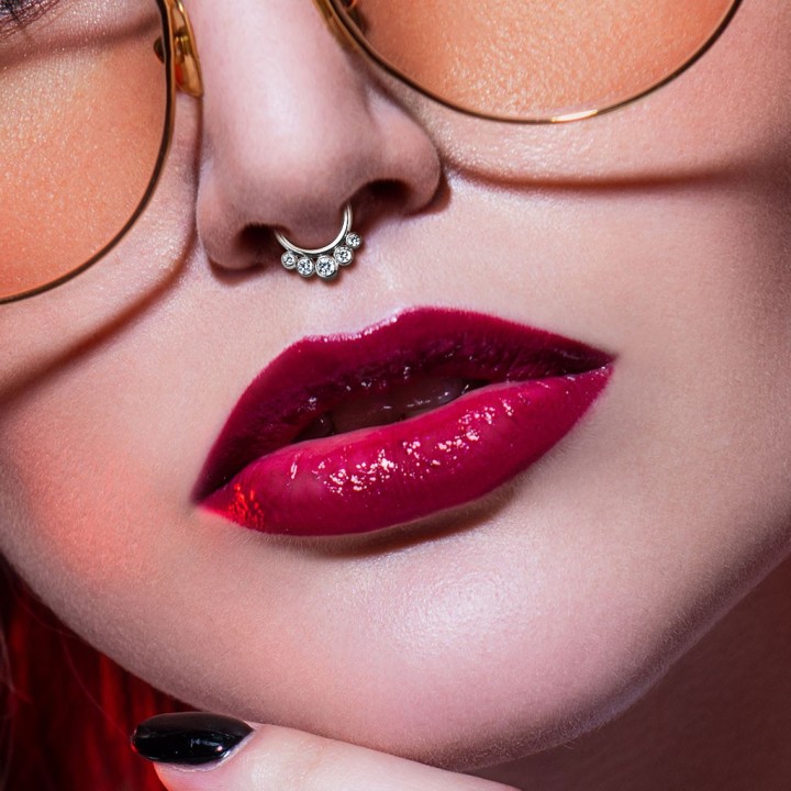 Anneau clicker titane cinq zircons | Daith, Septum