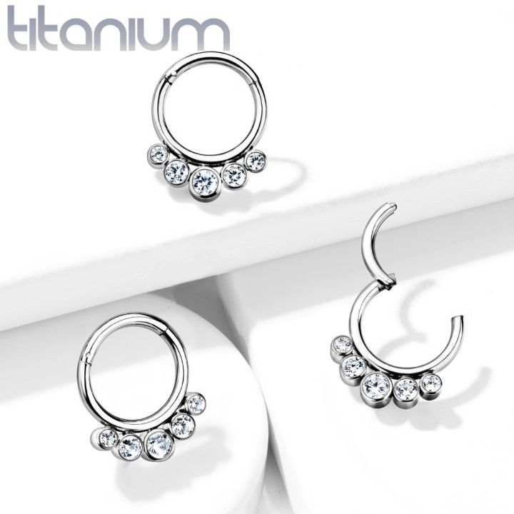 Anneau clicker titane cinq zircons | Daith, Septum