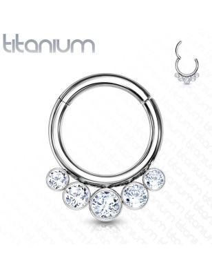 Anneau clicker titane cinq zircons | Daith, Septum