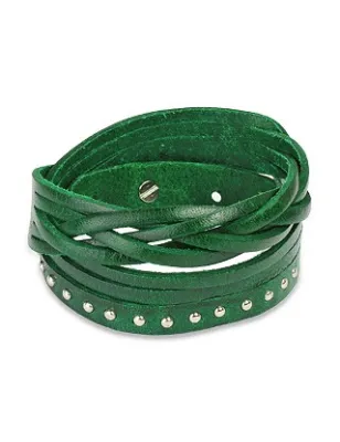 Bracelet cuir vert multi brins