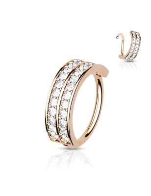 Anneau à torsion plaqué or rose 14K avec zircons – Nez, hélix, conch