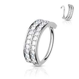 Anneau à torsion plaqué platine avec zircons – Piercing nez, hélix