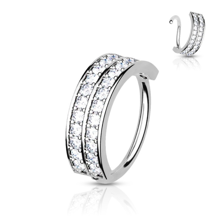 Anneau à torsion plaqué platine avec zircons – Piercing nez, hélix