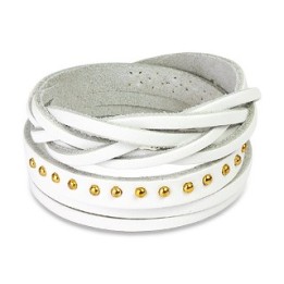 Bracelet cuir blanc multi brins
