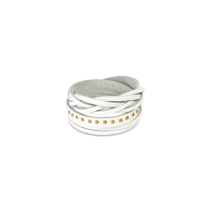 Bracelet cuir blanc multi brins