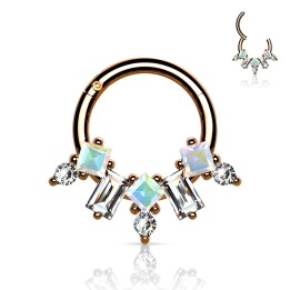 Anneau clicker rose gold éventail serti zircons – Septum & daith