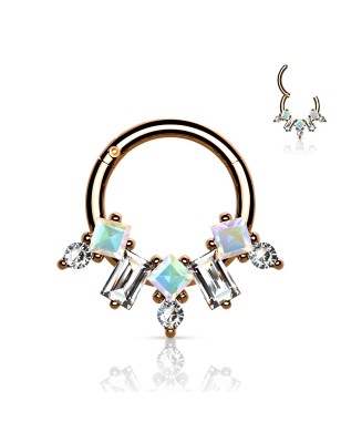 Anneau clicker rose gold éventail serti zircons – Septum & daith