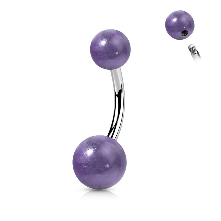 Piercing nombril améthyste naturelle – Tige acier chirurgical