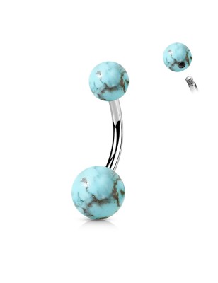 Piercing nombril turquoise naturelle – Tige acier chirurgical