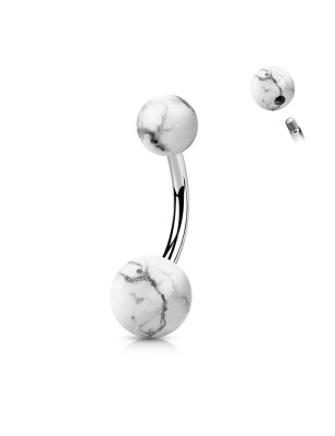 Piercing nombril howlite naturelle – Tige acier chirurgical