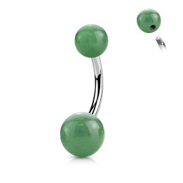 Piercing nombril jade naturelle – Tige acier chirurgical
